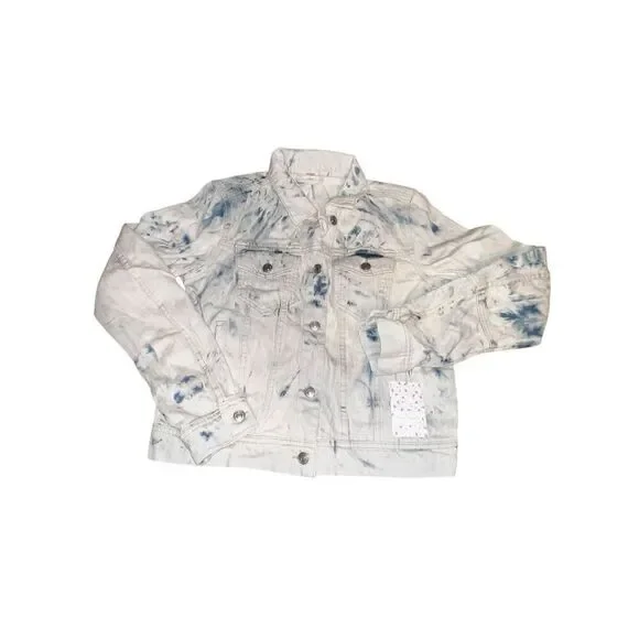 Free People woman’s XS Rumors Jones Tie Dye acid wash Blue Denim Jean Jacket - Picture 3 of 8
